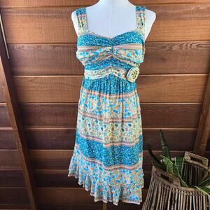 City Triangles Womens Y2K Babydoll Floral Sundress 9 Crochet Boho Cottage Hippie